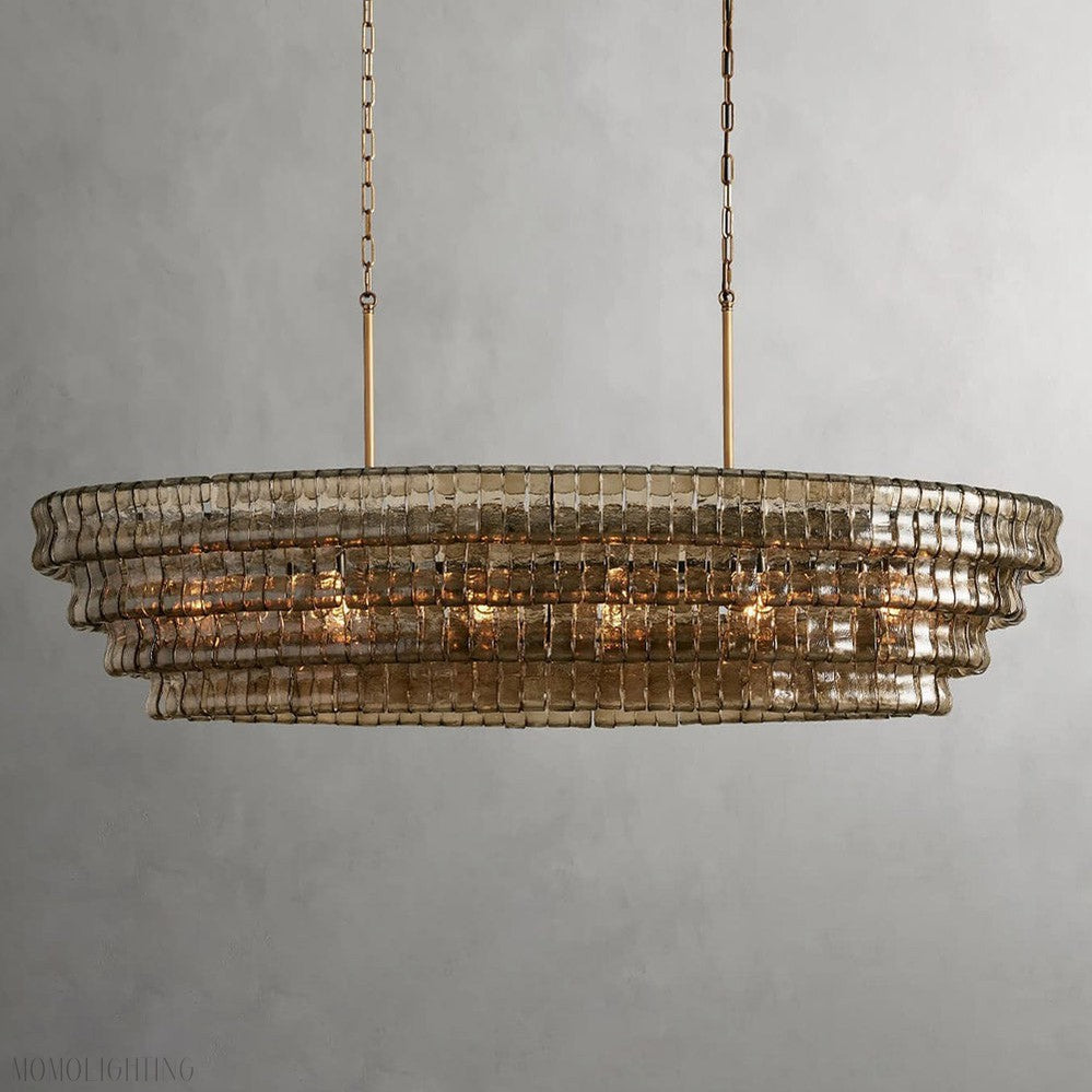 Ghiaccio Glass Oval Chandelier 54"/65"