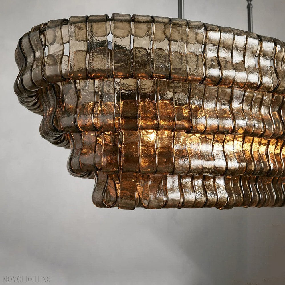 Ghiaccio Glass Oval Chandelier 54"/65"