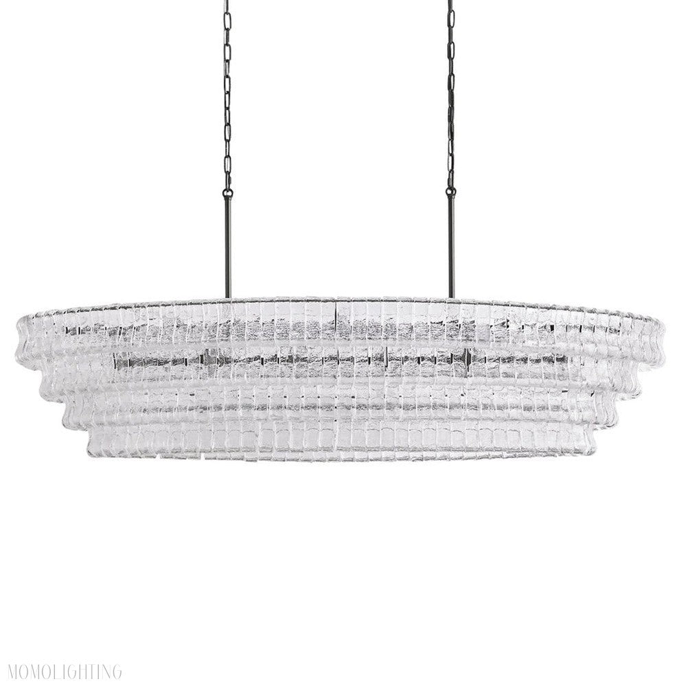 Ghiaccio Glass Oval Chandelier 54"/65"