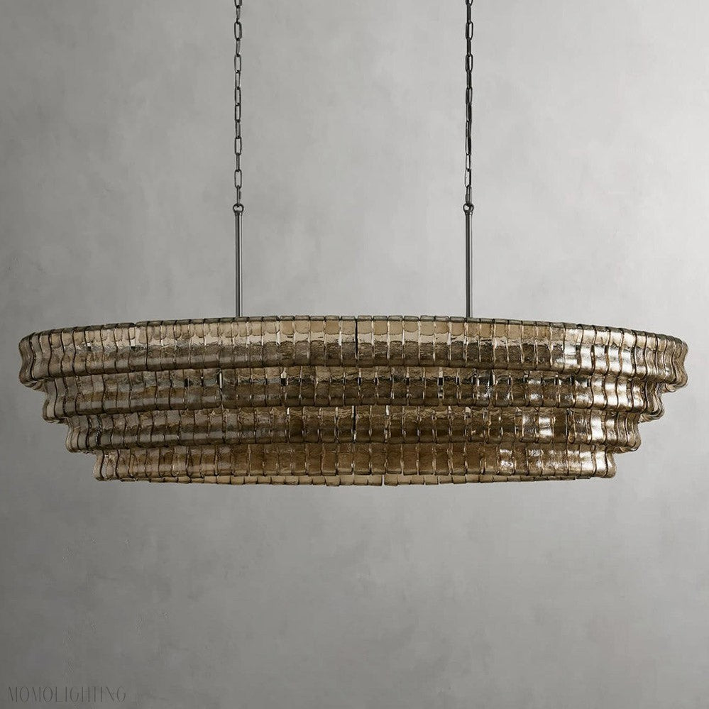 Ghiaccio Glass Oval Chandelier 54"/65"