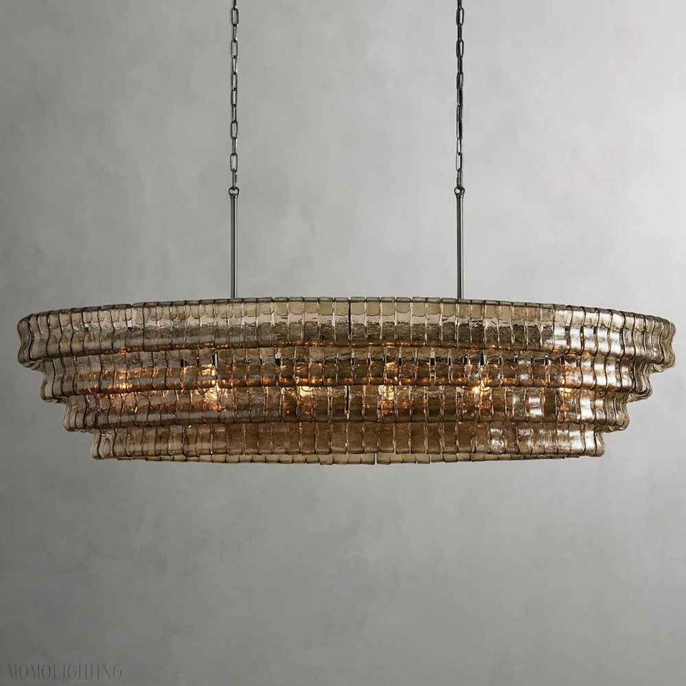 Ghiaccio Glass Oval Chandelier 54"/65"