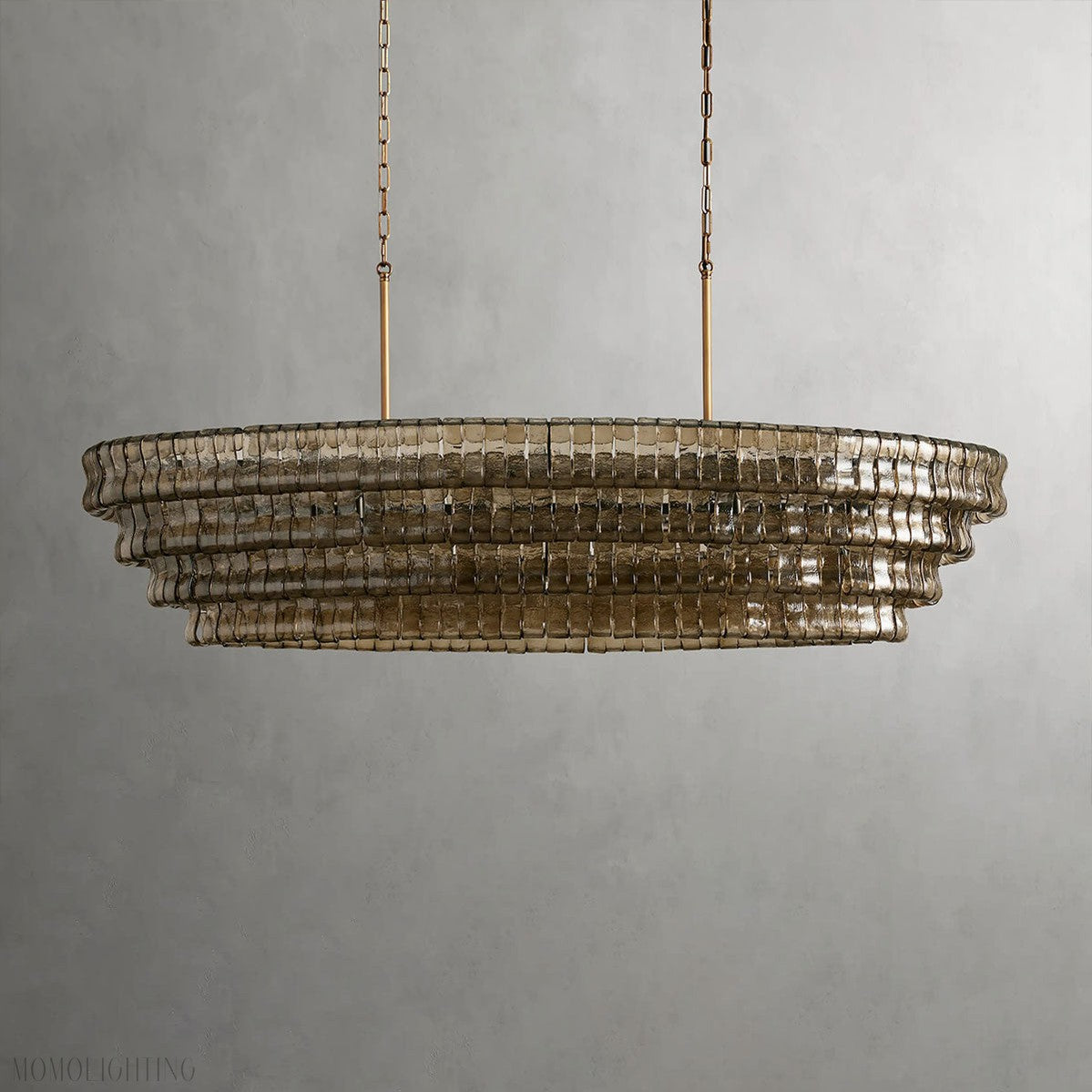 Ghiaccio Oval Art Glass Chandelier For Kitchen Dining Room 54"/65"-Momo Lighting