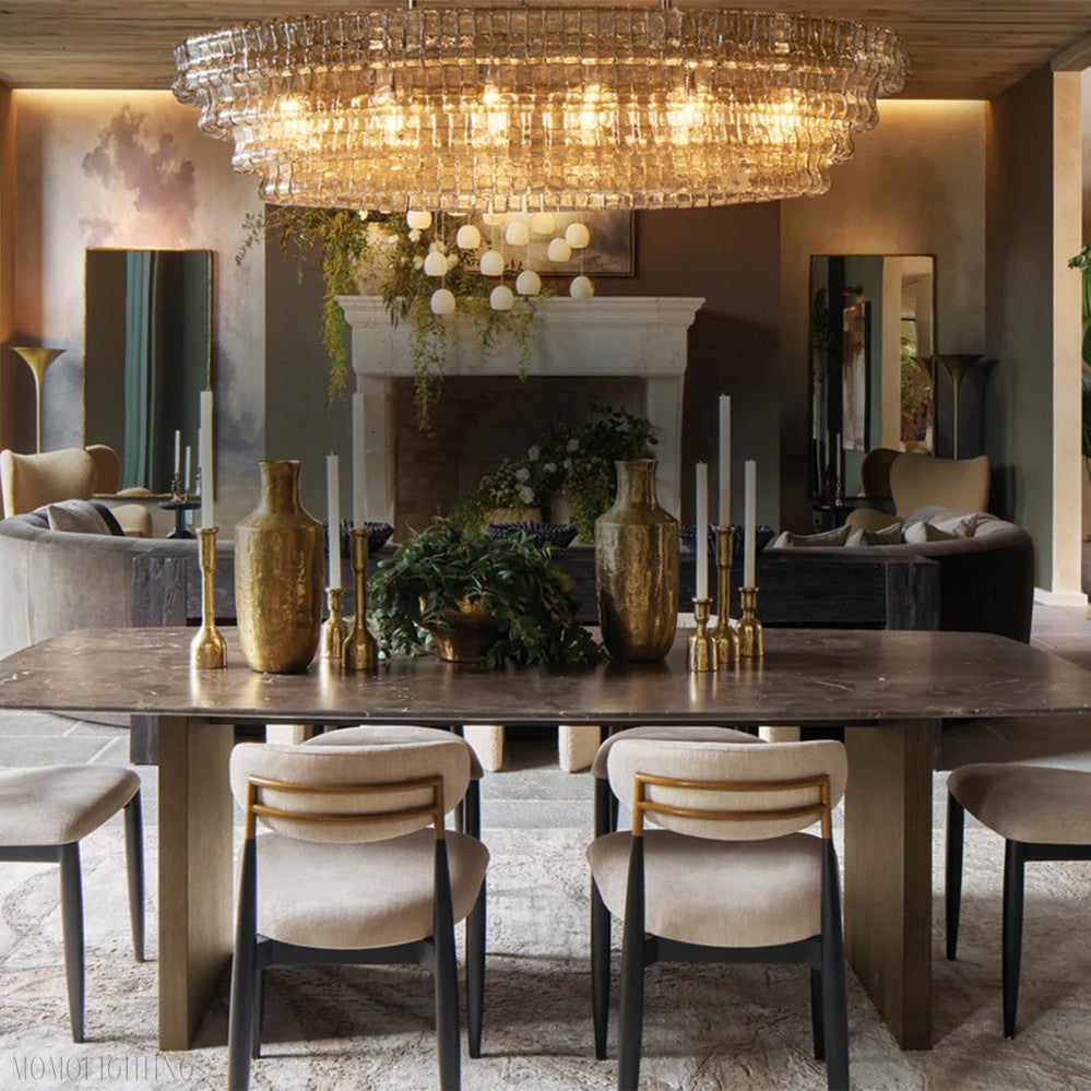 Ghiaccio Oval Art Glass Chandelier For Kitchen Dining Room 54"/65"-Momo Lighting