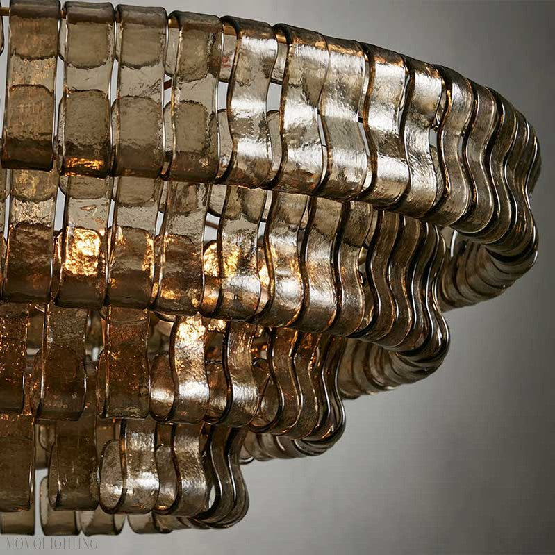 Ghiaccio Round Chandelier in Glass Brass 36"-Momo Lighting