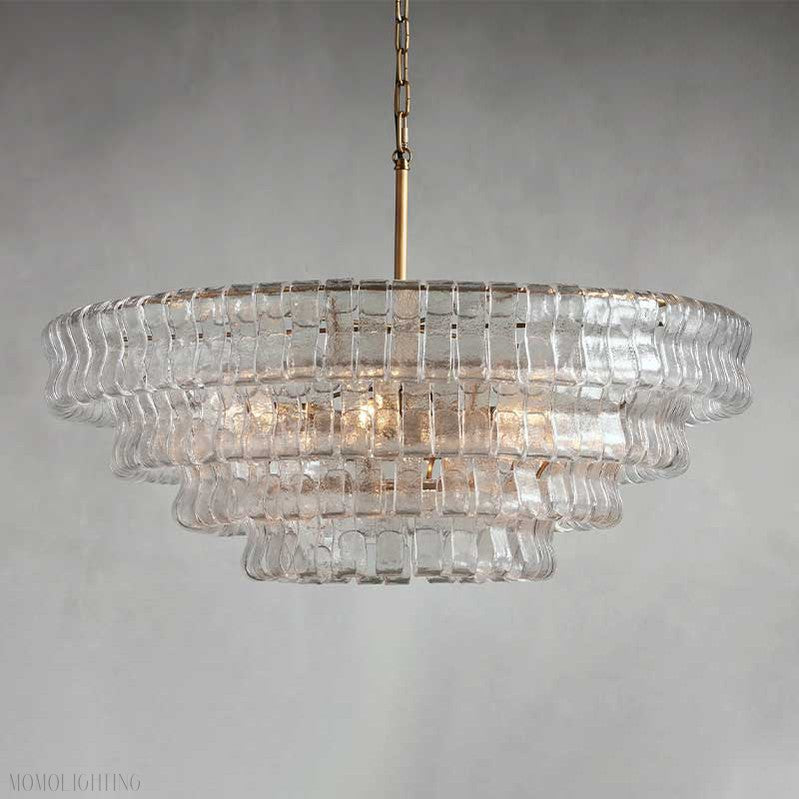 Ghiaccio Round Chandelier in Glass Brass 36"-Momo Lighting
