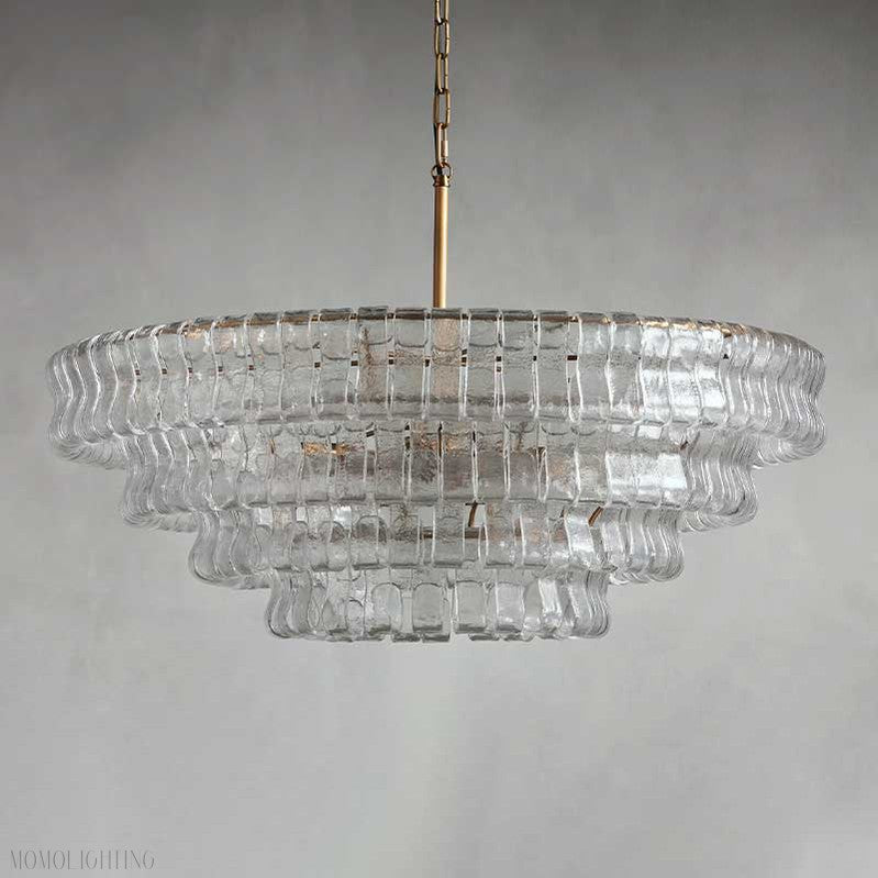 Ghiaccio Round Chandelier in Glass Brass 36"-Momo Lighting