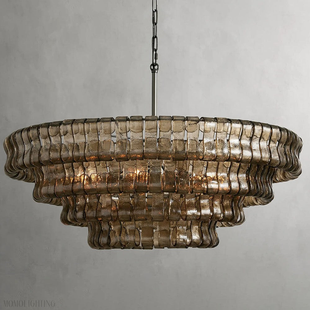 Ghiaccio Round Chandelier in Glass Brass 36"-Momo Lighting