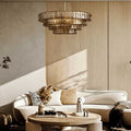 Ghiaccio Round Chandelier in Glass Brass 36