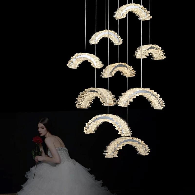 Gina Rock Crystal Crescent Chandelier-Momo Lighting