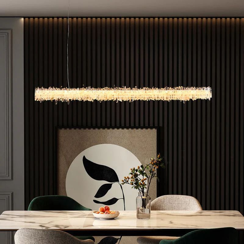 Gina Rock Crystal Linear Chandelier-Momo Lighting