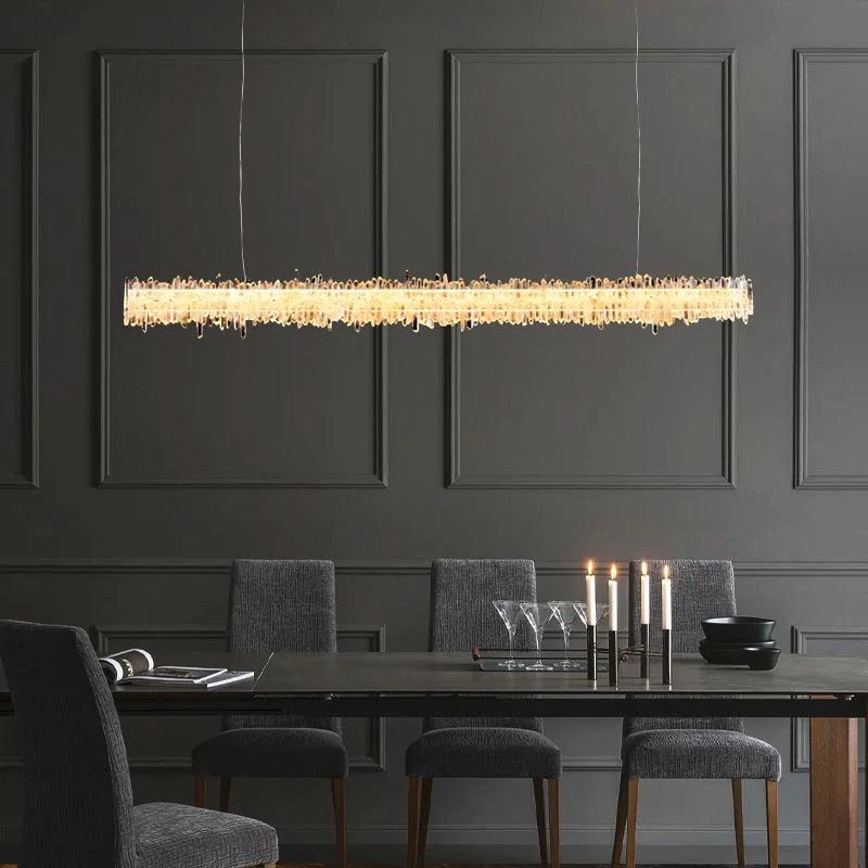 Gina Rock Crystal Linear Chandelier-Momo Lighting