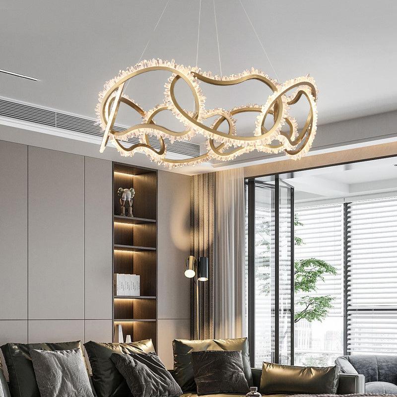 Gina Rock Crystal Multi Ring Chandelier-Momo Lighting