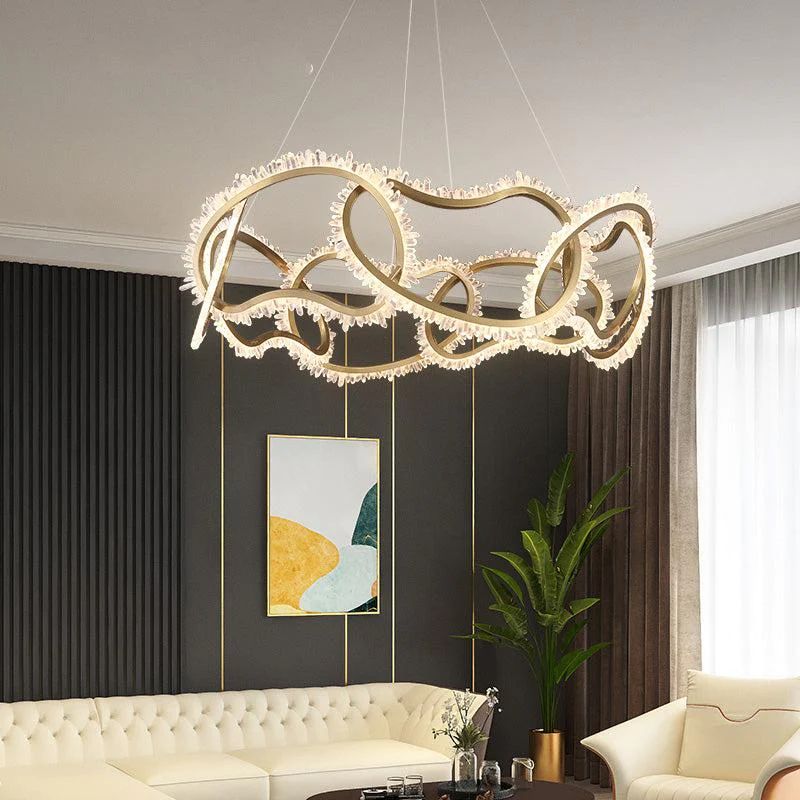 Gina Rock Crystal Multi Ring Chandelier-Momo Lighting