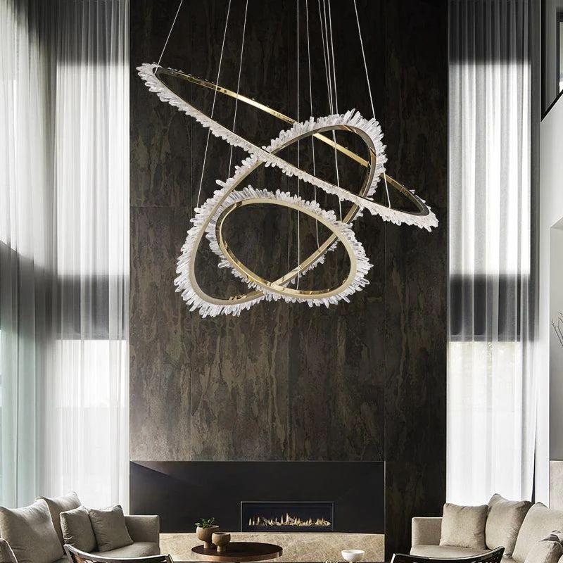 Gina Rock Crystal Ring Chandelier-Momo Lighting