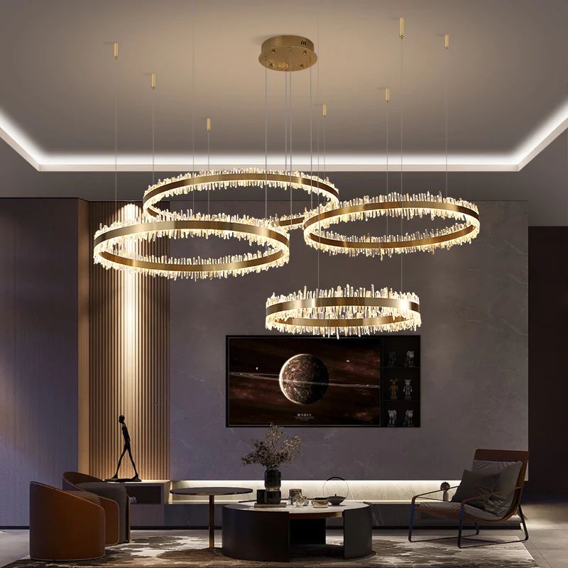 Gina Rock Crystal Rings Luxury Chandelier-Momo Lighting