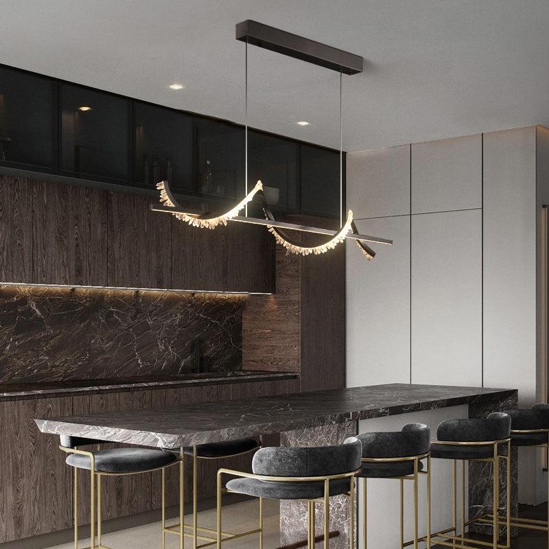 Gina Spiral Rock Crystal Chandelier,Linear Dining Room Chandelier-Momo Lighting