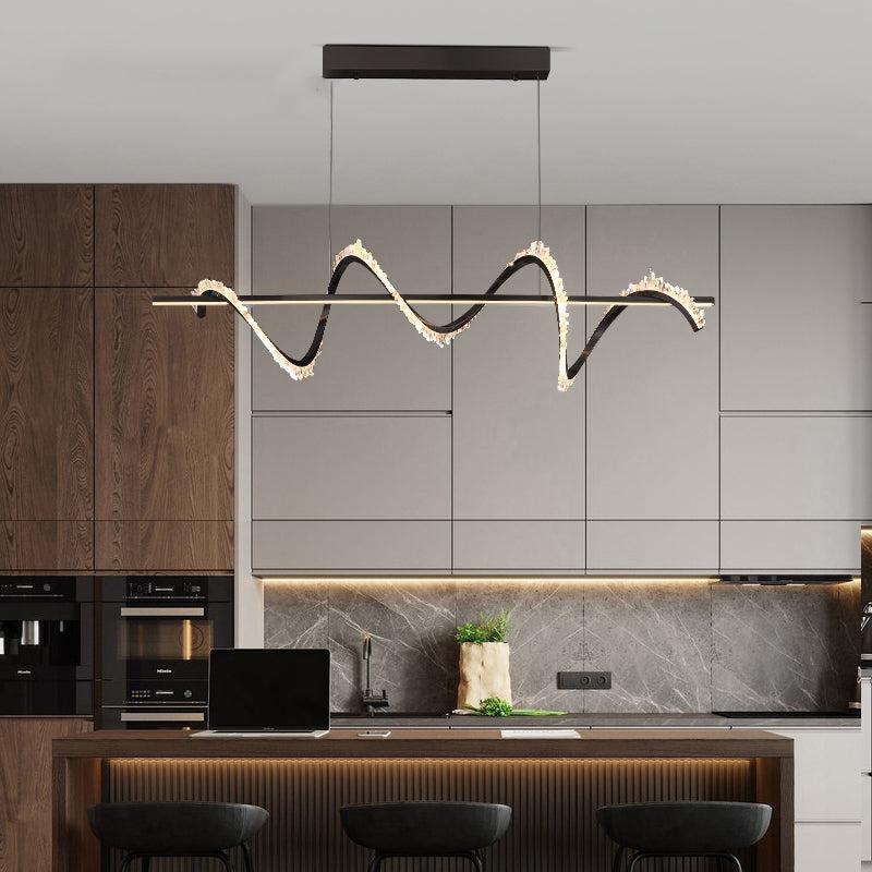 Gina Spiral Rock Crystal Chandelier,Linear Dining Room Chandelier-Momo Lighting