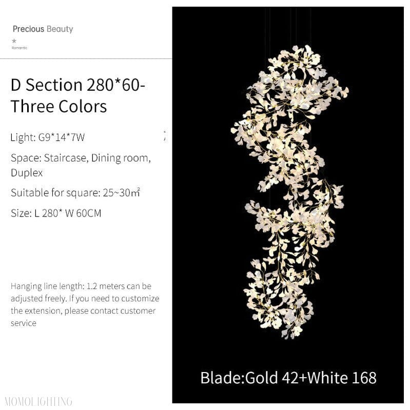 Ginkgo Leaf Ceramics Large Chandelier 110'' 118'' 157''H-Momo Lighting