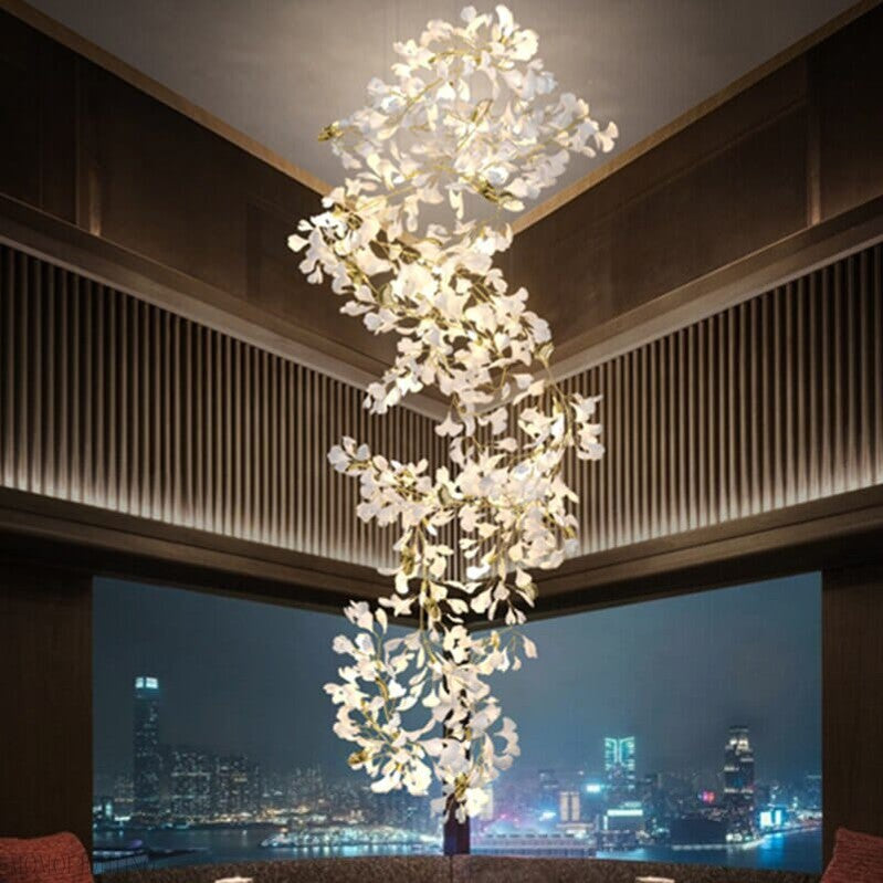 Ginkgo Leaf Ceramics Large Chandelier 110'' 118'' 157''H-Momo Lighting