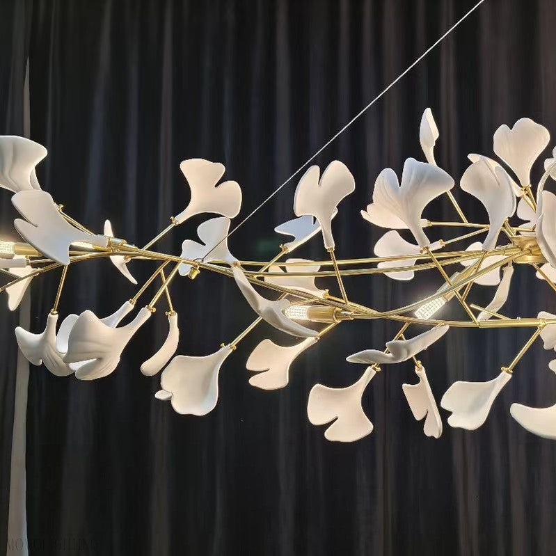 Ginkgo Leaf Ceramics Large Chandelier 110'' 118'' 157''H-Momo Lighting