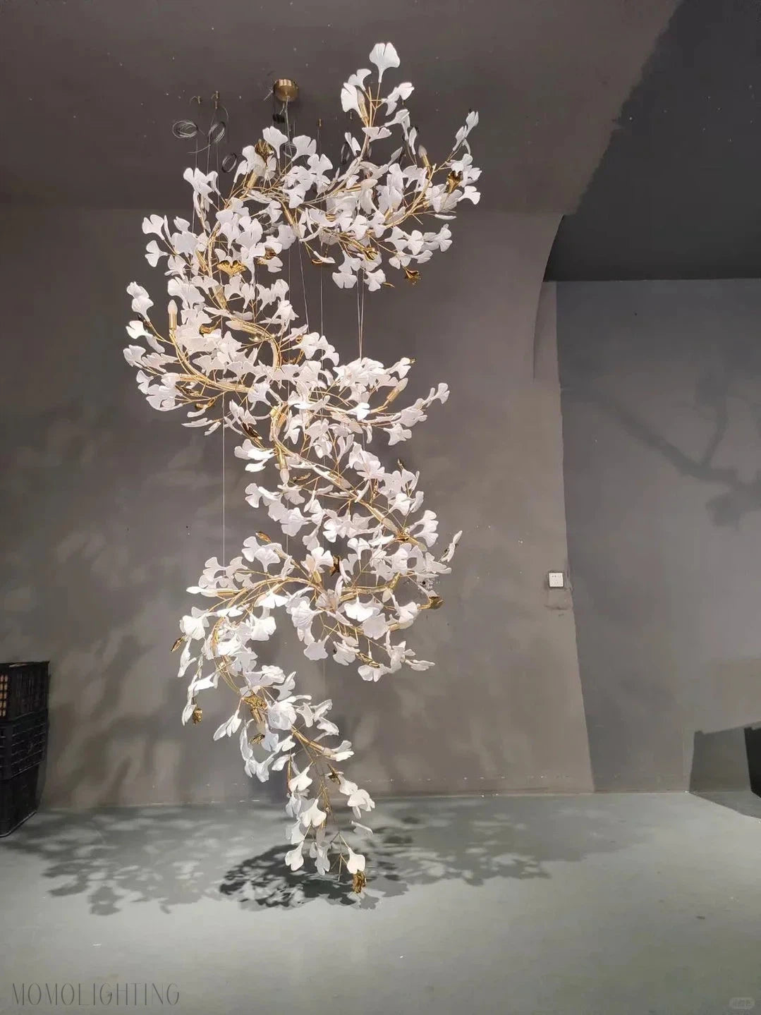 Ginkgo Leaf Ceramics Large Chandelier 110'' 118'' 157''H-Momo Lighting