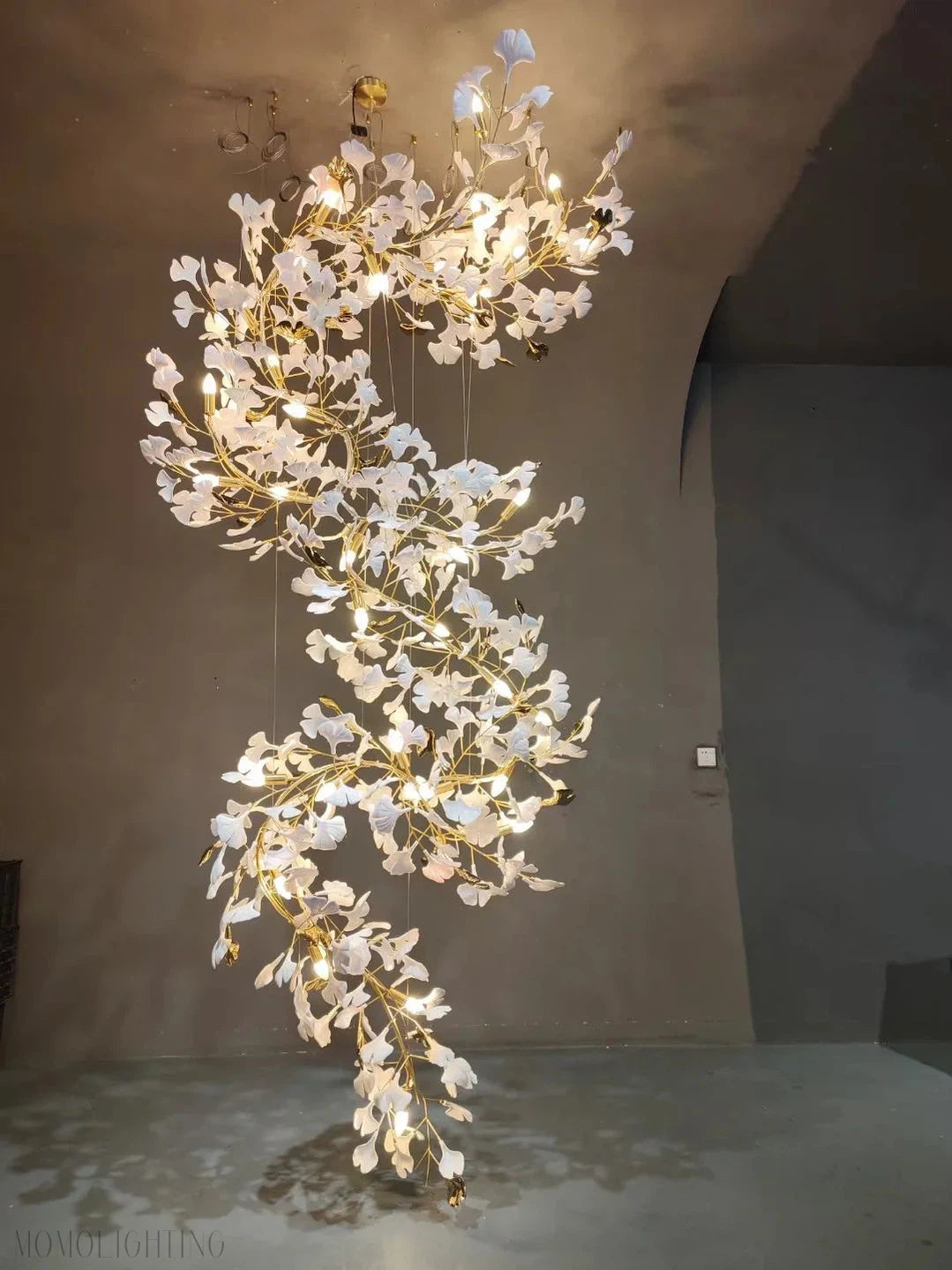 Ginkgo Leaf Ceramics Large Chandelier 110'' 118'' 157''H-Momo Lighting