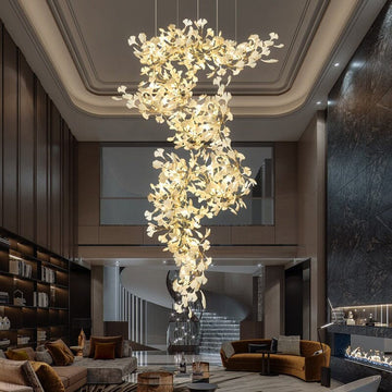 Ginkgo Leaf Ceramics Large Chandelier 110'' 118'' 157''H-Momo Lighting