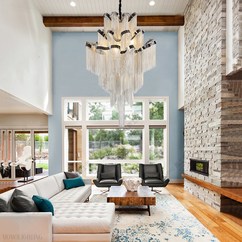 Gladys Aluminum Chain Tassel Stream Chandelier-Momo Lighting