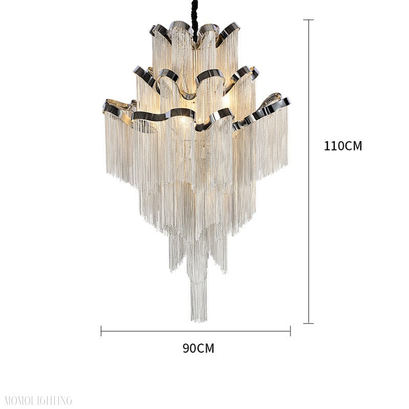 Gladys Aluminum Chain Tassel Stream Chandelier-Momo Lighting