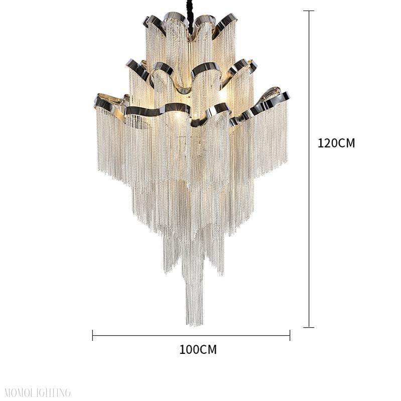 Gladys Aluminum Chain Tassel Stream Chandelier-Momo Lighting