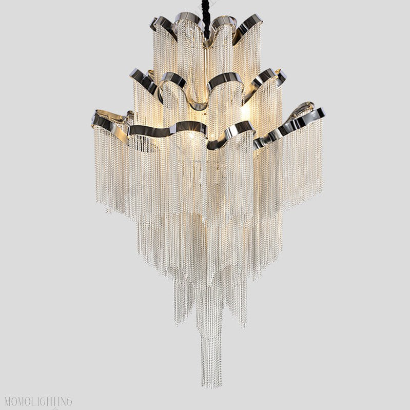Gladys Aluminum Chain Tassel Stream Chandelier-Momo Lighting