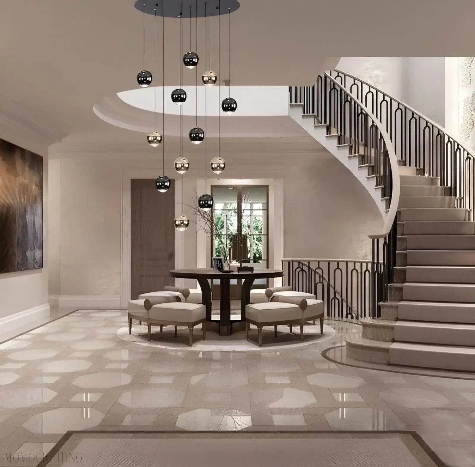 Glass Foyer & Staircase Chandelier-Momo Lighting
