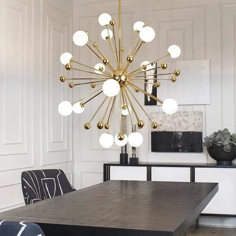 Gold And White Chandelier D 40"-Momo Lighting
