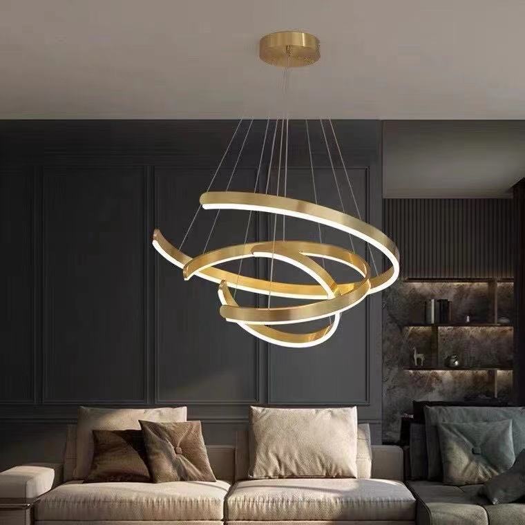 Gold Ring LED Chandelier Light With Wrought Iron Accents For Living Room-Momo Lighting