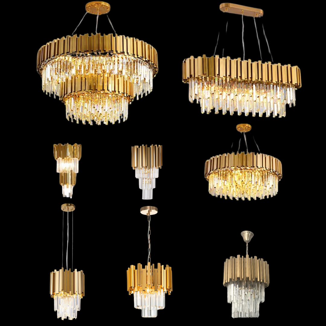 Gold/Silver Round Modern Tiered Metal Crystal Chandelier-Momo Lighting