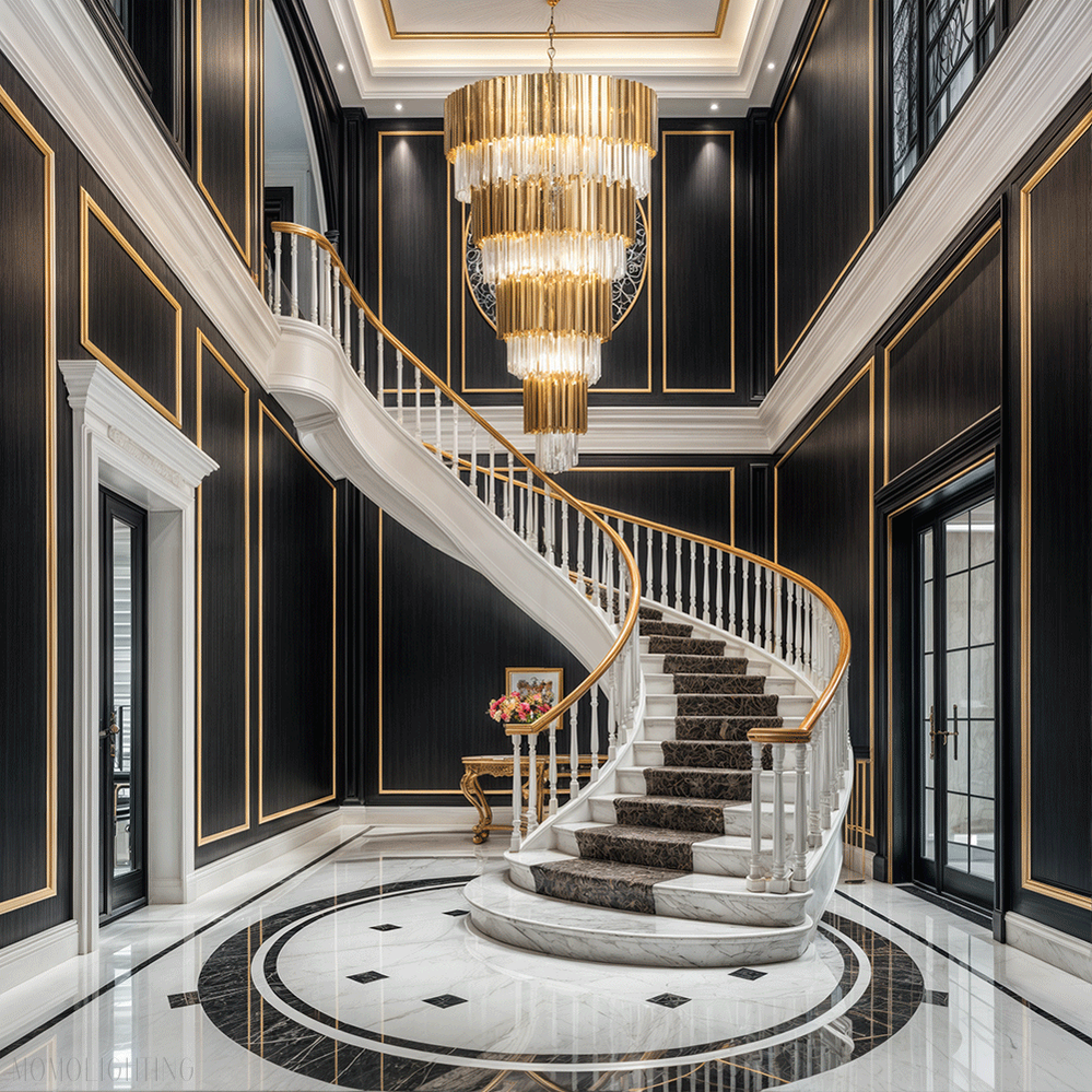 Golden Pisa Crystal Chandelier 70'' 78''H-Momo Lighting