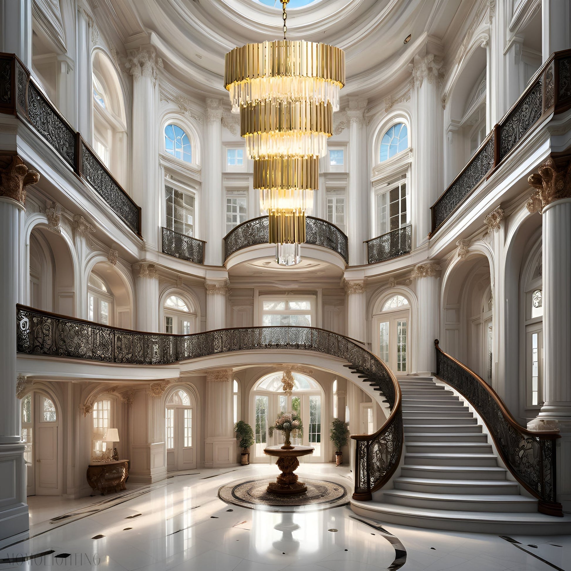 Golden Pisa Crystal Chandelier 70'' 78''H-Momo Lighting