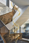 Golden/Black LED Hanging Meteor Rain Staircase Chandelier-Momo Lighting