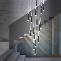 Golden/Black LED Hanging Meteor Rain Staircase Chandelier-Momo Lighting