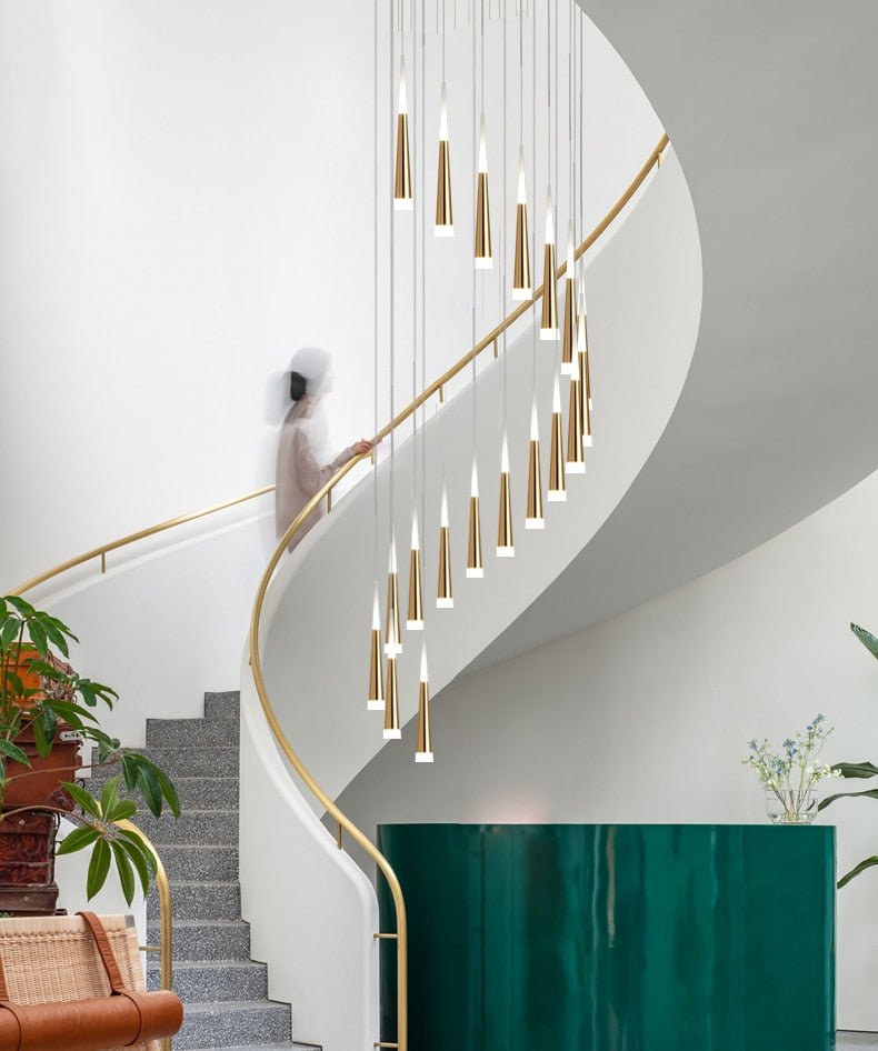 Golden/Black LED Hanging Meteor Rain Staircase Chandelier-Momo Lighting