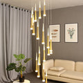 Golden/Black LED Hanging Meteor Rain Staircase Chandelier-Momo Lighting