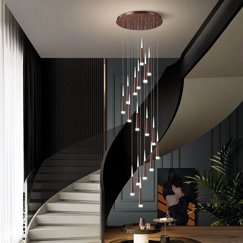 Golden/Black LED Hanging Meteor Rain Staircase Chandelier-Momo Lighting