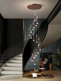 Golden/Black LED Hanging Meteor Rain Staircase Chandelier-Momo Lighting