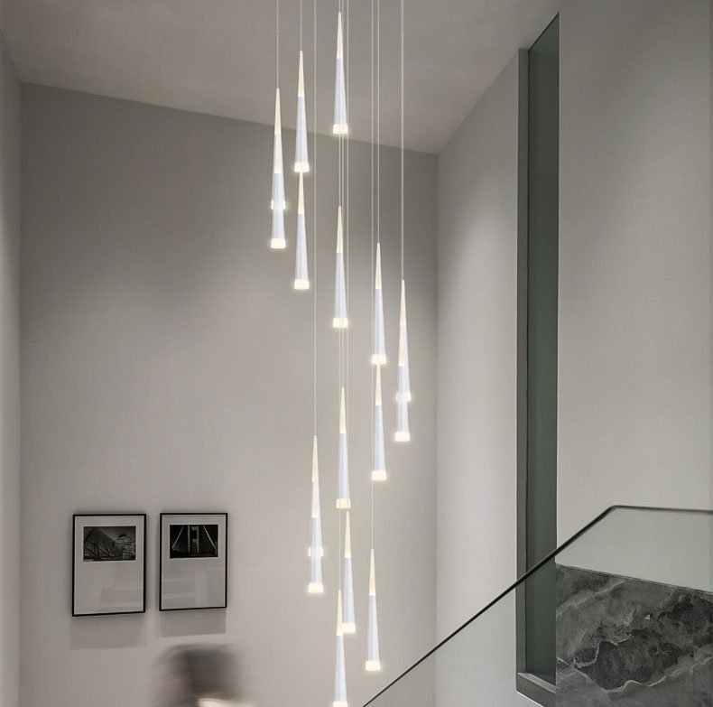 Golden/Black LED Hanging Meteor Rain Staircase Chandelier-Momo Lighting