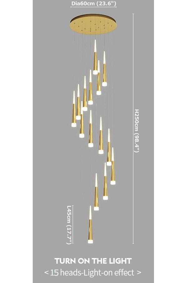 Golden/Black LED Hanging Meteor Rain Staircase Chandelier-Momo Lighting