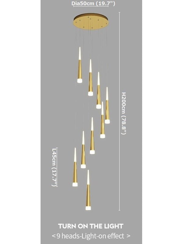 Golden/Black LED Hanging Meteor Rain Staircase Chandelier-Momo Lighting