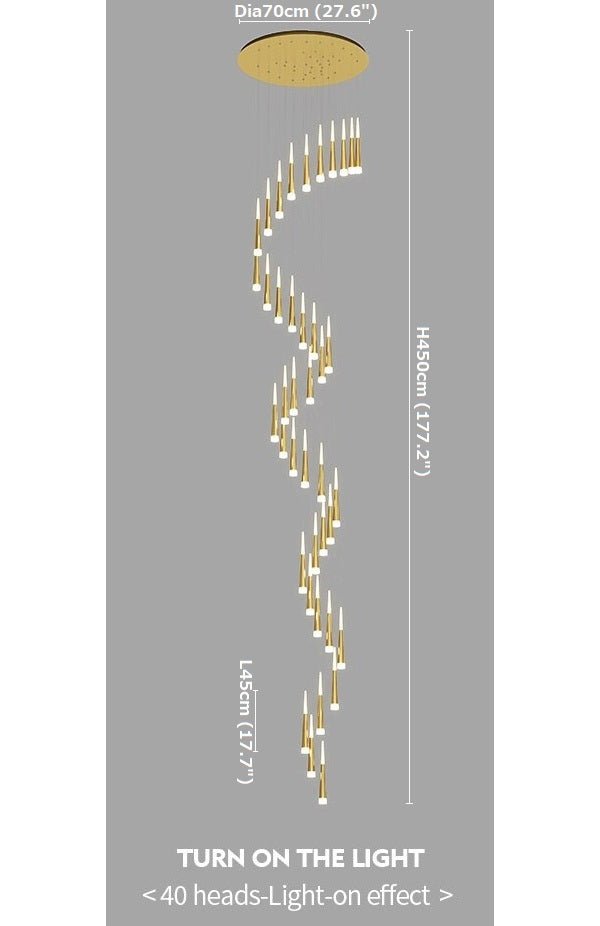 Golden/Black LED Hanging Meteor Rain Staircase Chandelier-Momo Lighting