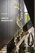 Golden/Black LED Hanging Meteor Rain Staircase Chandelier-Momo Lighting