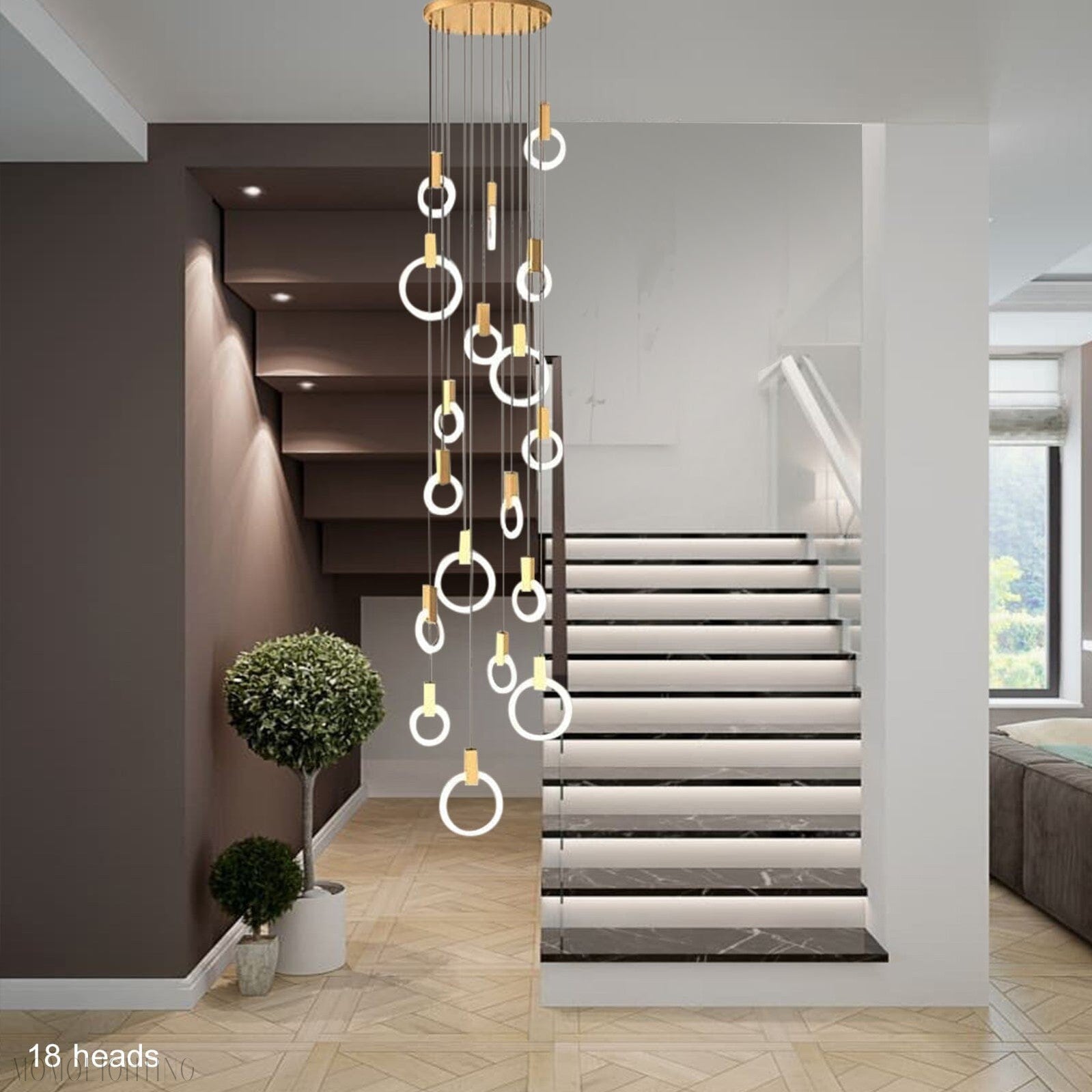 Halo Foyer & Staircase Ring Chandelier-Momo Lighting