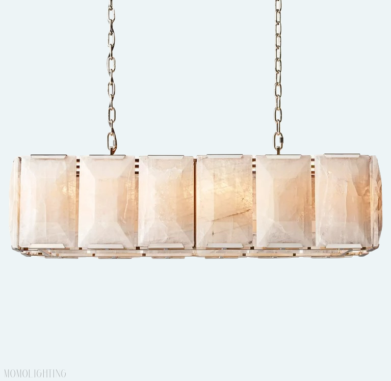 Harlow Calcite Rectangular Chandelier 42"-Momo Lighting